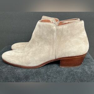 Sam Edelman Women's Petty Boots Size 11 Light Gray Suede Bootie Block Low Heel